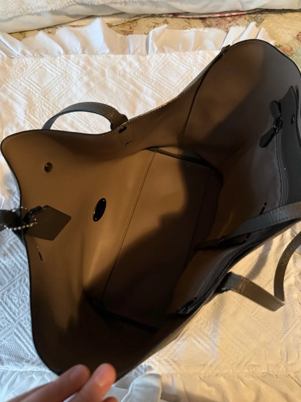 Coach Stone Leather Tote with Double Straps - Picture 4 of 5